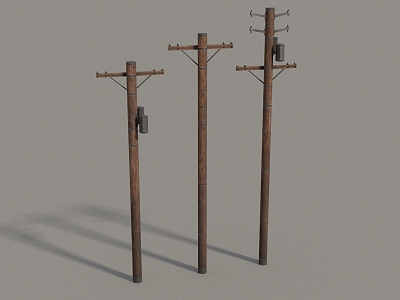 Electric Pole Electric Pole Rural Construction Electric Power Equipment Industrial Equipment Outdoor Cable Transformer Street Accessories Low Face Number Low Mold Simple Mold Super Realistic 3d model