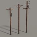 Electric Pole Electric Pole Rural Construction Electric Power Equipment Industrial Equipment Outdoor Cable Transformer Street Accessories Low Face Number Low Mold Simple Mold Super Realistic 3d model