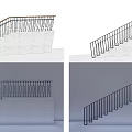 Metal Staircase Railing Design With Various Styles And Modern Patterns 3d model