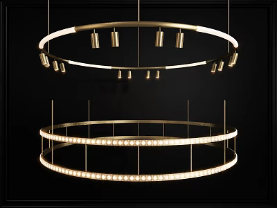 Modern Gold Circular Chandelier With Double Layer LED Lighting And Contemporary Design 3d model