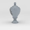 Technology Exhibition Hall Showcasing Gray Decorative Jar With Floral Patterns And Ornate Base