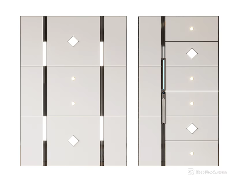 Modern Ceiling Design With Geometric Lines Diamond Accents And Lighting 3d model