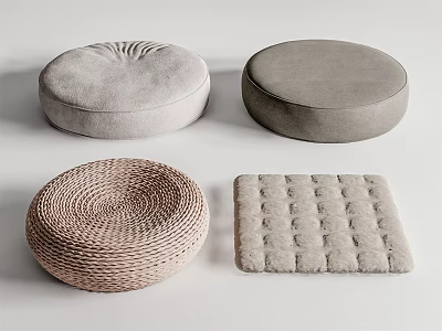Household Items Round Square Cushions With Soft Fabric And Woven Design For Comfortable Seating 3d model