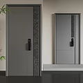 Gray Security Doors With Decorative Patterns And Sleek Design For Home Safety 3d model