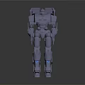 Gray Mechanical Robot Character With Blue Accents And Standing Pose Design 3d model