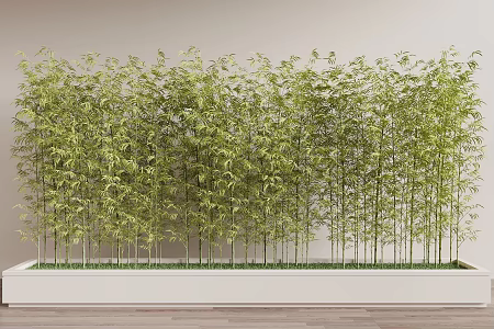Bamboo Forest Flower Pond Landscape 3d model