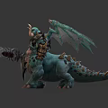 Green Winged Armored Creature As Fantasy Battle Character With Spiked Armor And Giant Battle Weapon
