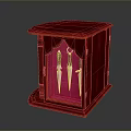 Elegant Sharp Knives Displayed in Red Wooden Case With Red Velvet Lining