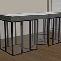 Modern L Shaped Glass Display Cabinet With Black Metal Frame And Wooden Floor