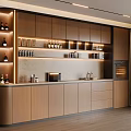 Modern Dining Room Sideboard With Storage Cabinets Open Shelves And LED Lighting Design