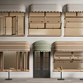 Storefront Awnings In Various Styles With Windows Doors Shelves And Outdoor Tables