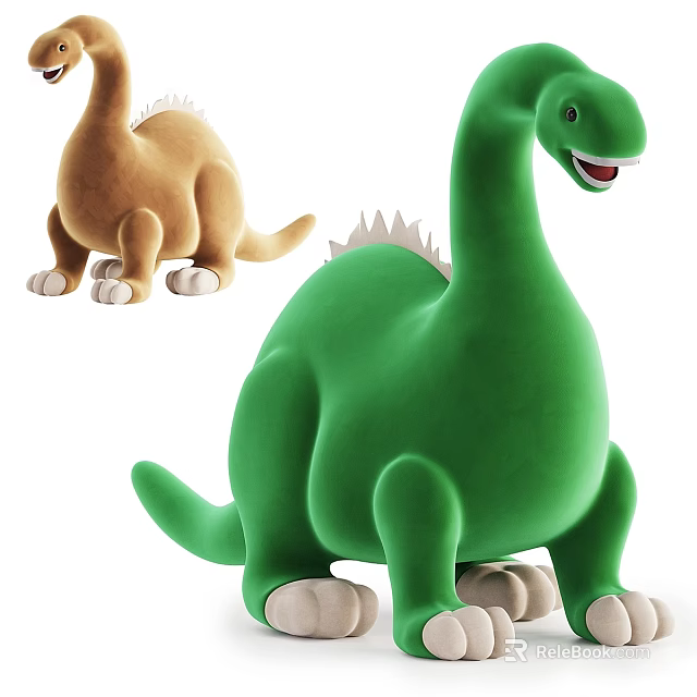 Green And Brown Dinosaur Plush Toys 3d model 