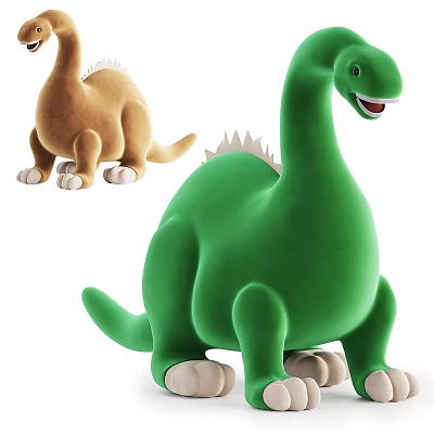 Green And Brown Dinosaur Plush Toys 3d model Green And Brown Dinosaur Plush Toys 3d model