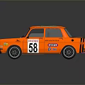 Orange Vintage Racing Car With Number 58 And Sponsor Decals