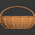 Orange Woven Oval Shaped Basket with Handle for Home Storage Organizing