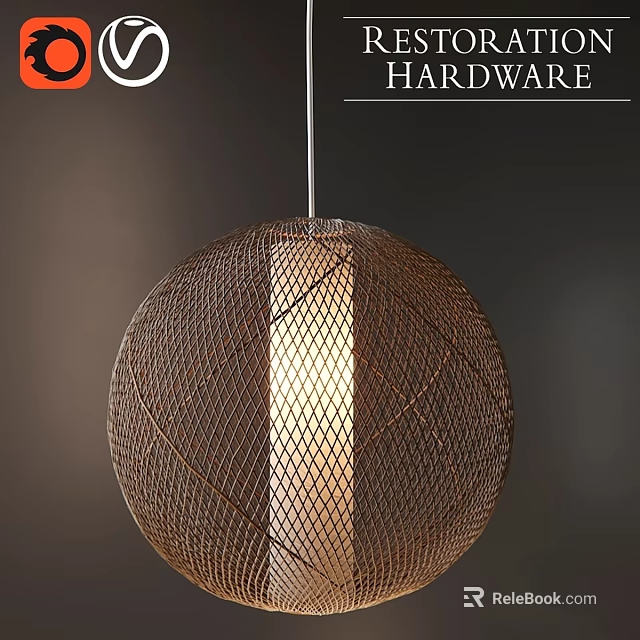 Modern Woven Spherical Pendant Light With Metallic Structure And Warm Glow 3d model 