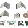 Assorted Colorful Tents with Various Shapes and Modern Design Styles