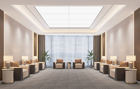 Modern Reception Room Meeting Room VIP Room VIP Room Leisure Sofa Chandelier Background Wall 3d model