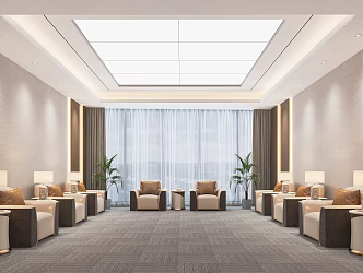 Modern Reception Room Meeting Room VIP Room VIP Room Leisure Sofa Chandelier Background Wall 3d model