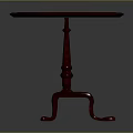 Red Round Wooden Table With Carved Legs And Elegant Vintage Style