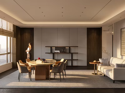 High End Modern Office Reception Space With Elegant Furniture And Sufficient Soft Natural Lighting 3d model