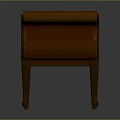 Brown Leather Ottoman Bench With Curved Armrests Decorative Rivets And Wooden Legs