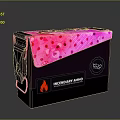 Pink And Black Incendiary Ammo Box With Flame Logo And Pattern Design