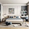 Kids Room Interior Design With Bed Desk Chair And Decorative Painting