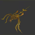 Mythical Fantasy Creature With Red Orange Limbs And Wing Like Structures