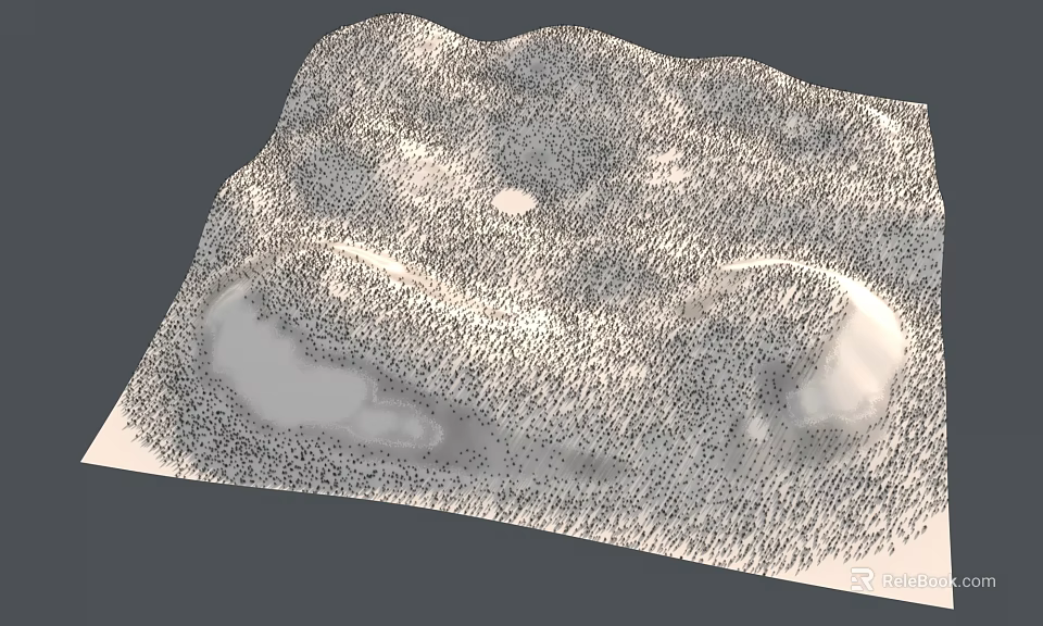3D Digital Terrain Model With Undulating Hills And Depressions On Gray Background 3d model 