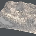 3D Digital Terrain Model With Undulating Hills And Depressions On Gray Background 3d model