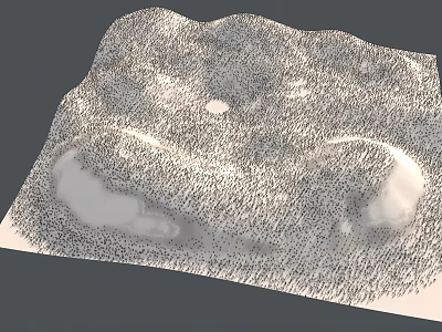 3D Digital Terrain Model With Undulating Hills And Depressions On Gray Background 3d model