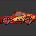 Red Race Car With Rust-eze Logo Number 95 And Flame Design 3d model