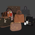 Luxury Designer Handbags Including LV Gucci Dolce Gabbana Tote Bags And Perfume Accessories