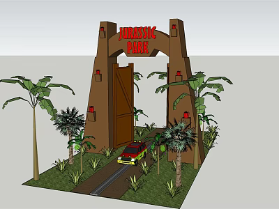 Modern Gate Park Square Gate 3d model