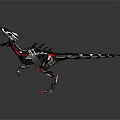 Futuristic Mechanical Dinosaur 3D Model Featuring Red Black Armor Sharp Teeth And Spines 3d model