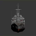 Detailed 3D Military Ship Model With Red Deck White Hull And Antennas