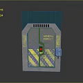Industrial Metal Door For Mineral Deposit With Warning Stripes And Control Panel