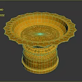 Elegant Golden Decorative Tray With Intricate Carved Patterns Scalloped Edge And Ornate Base