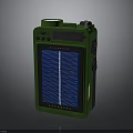 Green Solar Powered Electronic Device with Blue Panel and Portable Design for Outdoor Activities