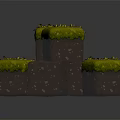 Natural Brown Blocks With Green Moss Stacked Together As Scene Components 3d model