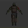 Tactical Armored Protective Suit With Helmet Goggles And Brown Pants Design