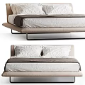 Modern Double Bed Design With Leather Headboard White Sheets And Brown Blanket