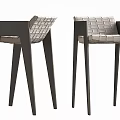 Modern Woven Bar Stools With Armrest And Stylish High Wooden Legs Design