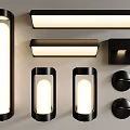 Modern Wall Lights With Various Designs Black Frame And White Illumination 3d model