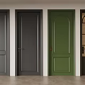 Assorted Colored Hinged Doors Showcasing Panel Designs And Glass Insert Features