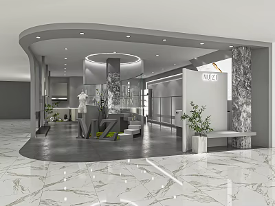 Modern Clothing Store Women's Clothing Store Clothing Shelf Booth Cashier Shaped Showcase Fitting Mirror Nakajima Booth 3d model