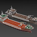 Ship Models Red And Dark Cargo Vessels With Open Holds And Detailed Features