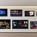 Multiple Wall Mounted TVs Displaying Various Movies Animations And Shows 3d model