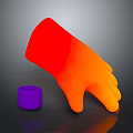 Modern 3D Designed Gradient Glove In Red To Orange With Purple Accent Fashion Accessory